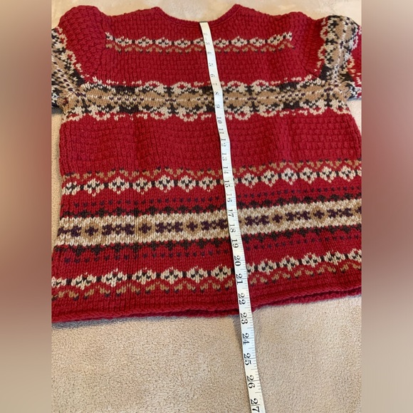 Eddie Bauer Lamb’s Wool Cardigan Sweater - Medium - Dark Red - Vintage - Picture 6 of 9